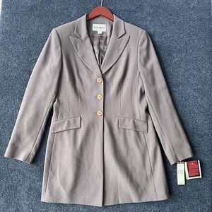 John Meyer of Norwich Blazer Womens 8 Gray Longline 4 Button Suit Jacket NWT